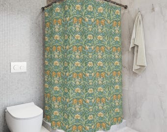 Vintage Art Nouveau Style Pastel Floral Pattern, 71" x 74" Polyester Fabric Shower Curtain, Bathroom Decor, Home Decor Gift