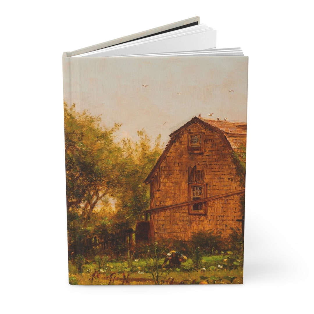 Rural Line Note Book Seaside Home Barn Rural Scene Vintage Art Hardcover Journal Matte ...