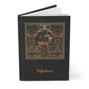 Art Nouveau Deer - Personalized Ruled Line Notebook - Journaling Diary - Hardcover Journal - Nature Lovers Gift