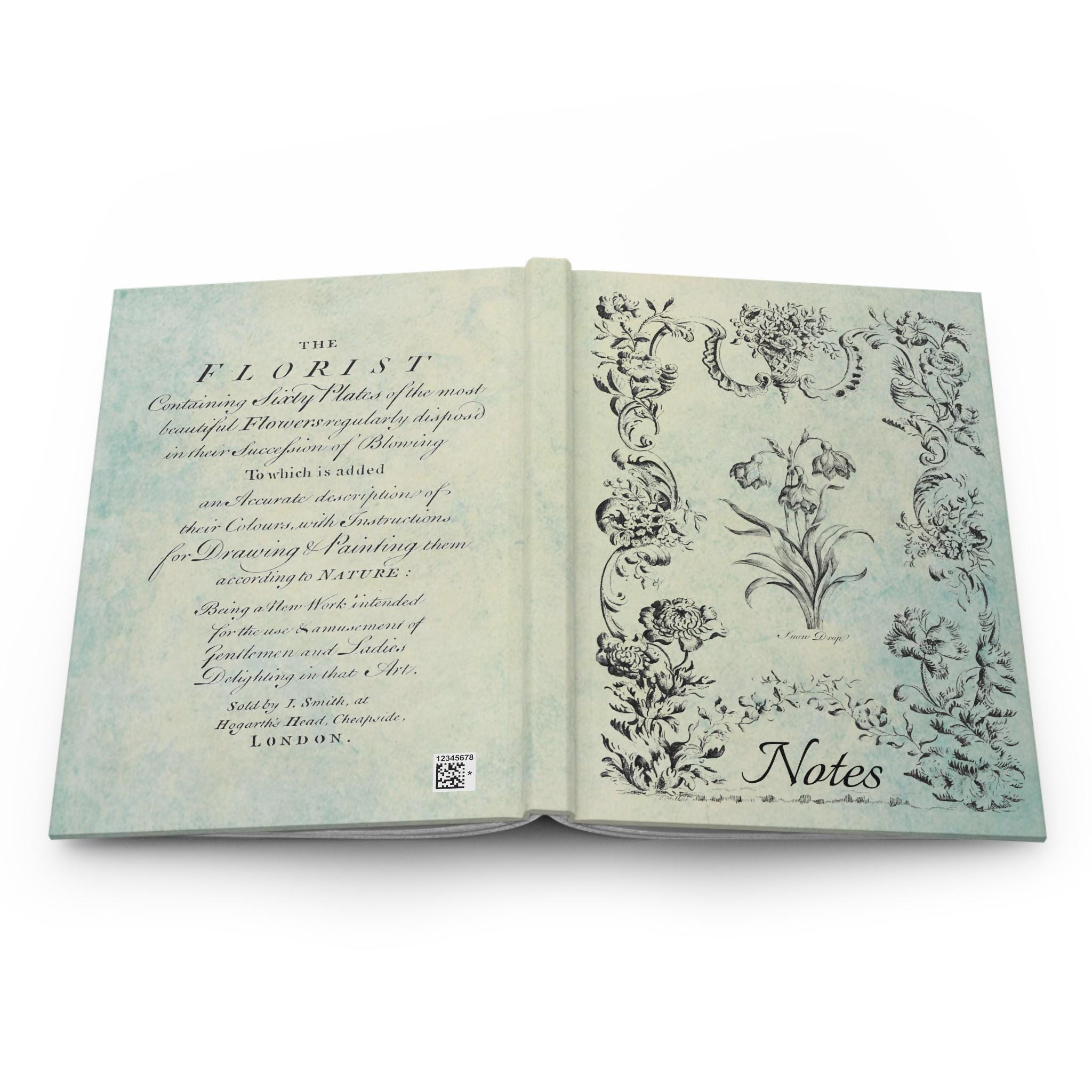 Snowdrop - 18th Century Floral Plate - Personalized Ruled Line