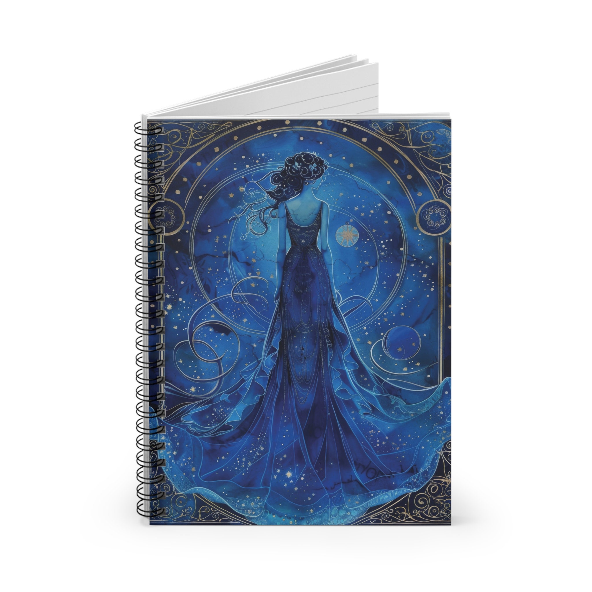 Blue Mystical Woman Night Sky Vintage Style 6" X 8" Spiral Notebook 118 ...