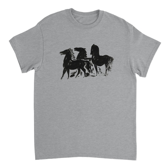 Three Black Horses Silhouettes Vintage Dutch Horse Illustration