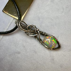 Ethiopian Opal Pendant – Sterling Silver Wire Wrap, Artisan Necklace