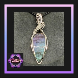 Rainbow Labradorite Pendant | Sterling Silver Wire Wrapped Necklace | Handmade Gemstone Jewelry | Artisanal Crystal Necklace
