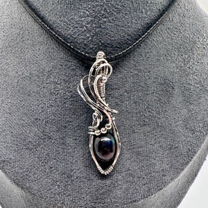 Black Opal necklace sterling silver handmade pendant