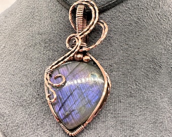 Purple labradorite pendant handmade copper jewelry