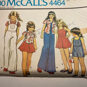 McCall&#39;s 4464 Girl&#39;s Dress, Overalls, and Blouse Vintage Sewing Pattern (1975) - size 7 (bust 26&quot;)