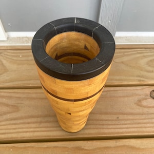 Segmented wooden vase