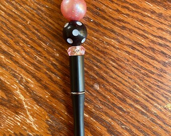 Black and pink focal bead pen| decorative pens| cute pens