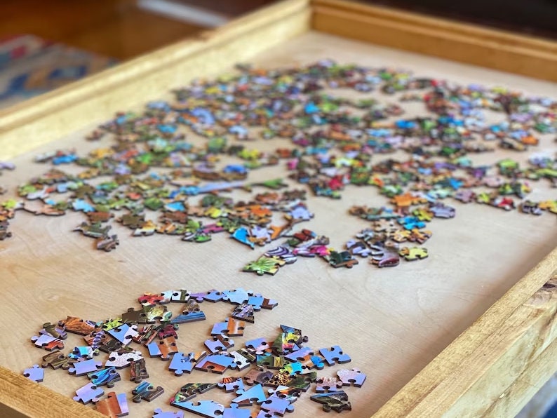 Includes 2 Hidden Drawers Rustic Puzzle Coffee Table With Etsy