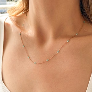 Turquoise Choker Necklace, Turquoise Gold Necklace, Chain Necklace For Women, Minimalist Gold Necklace, Dainty Choker Necklace, Gift for Her