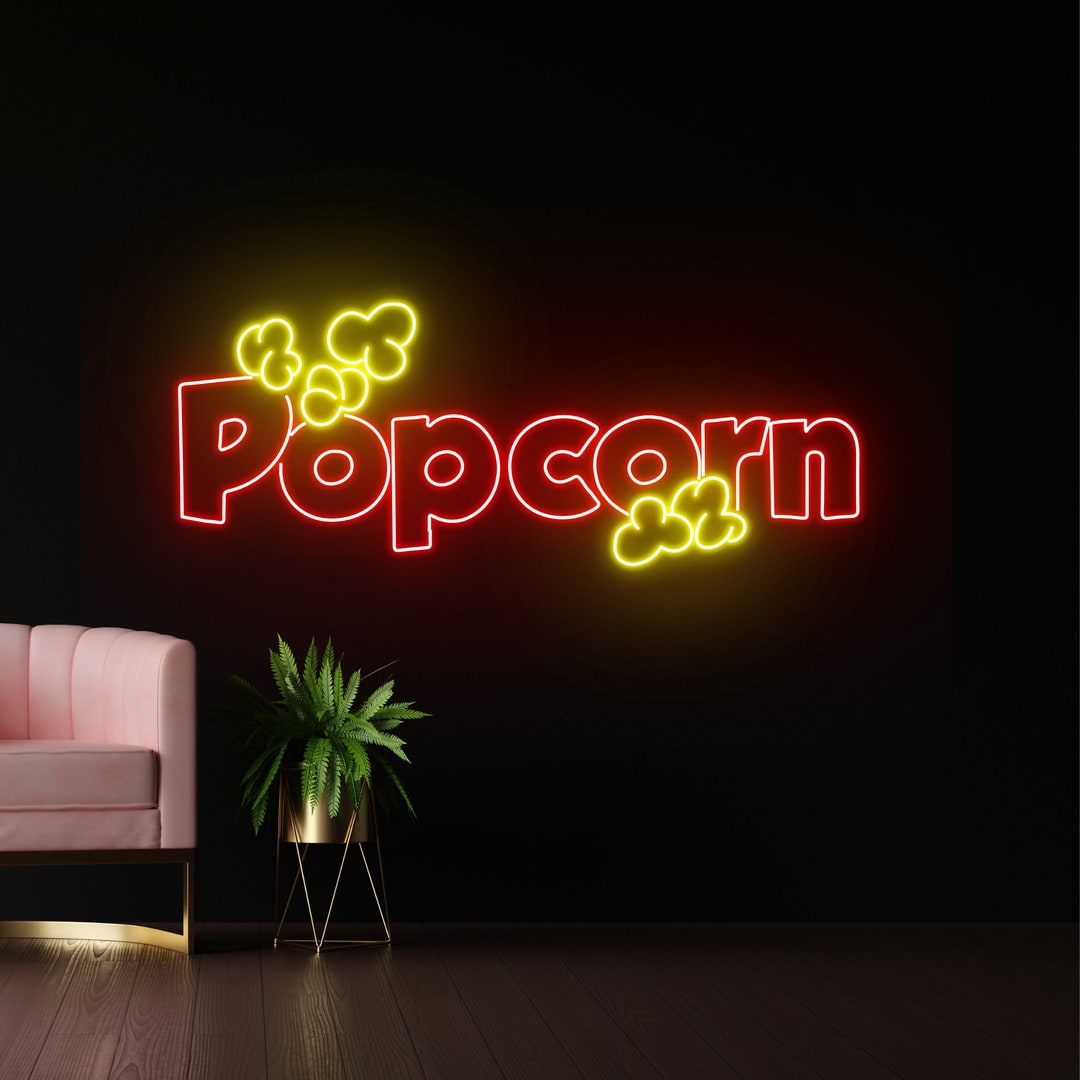 Popcorn Neon Sign Popcorn LED Sign Lighting Wall Led Art Etsy