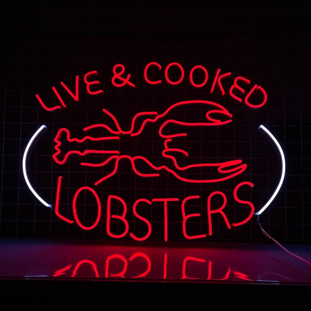 Live and Cooked Lobsters Neon Sign Seafood Neon Light Etsy