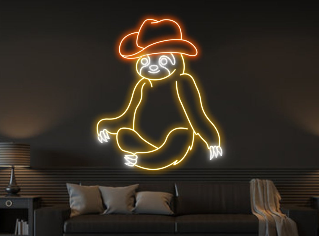 Sloth Cowboy Howdy Neon Sign Lazy Sloth Nursery Neon Light - Etsy
