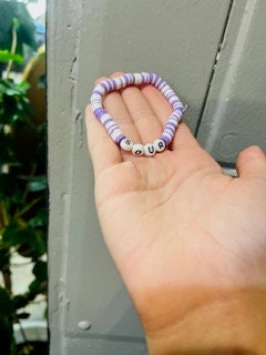 Cute Clay Bead Preppy Turquoise and White Bracelet, Handmade Bracelet,  Handmade Jewellery, Heishi Beads, Clay Beads, Heishi Bead Bracelet 