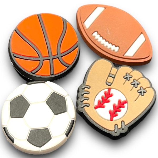 Sports croc charms, Basketball, Football, Baseball, and Soccer charms