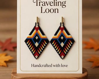 Reisen Loon Diamant Ohrringe - Handgemachter Ojibwe Statement Schmuck