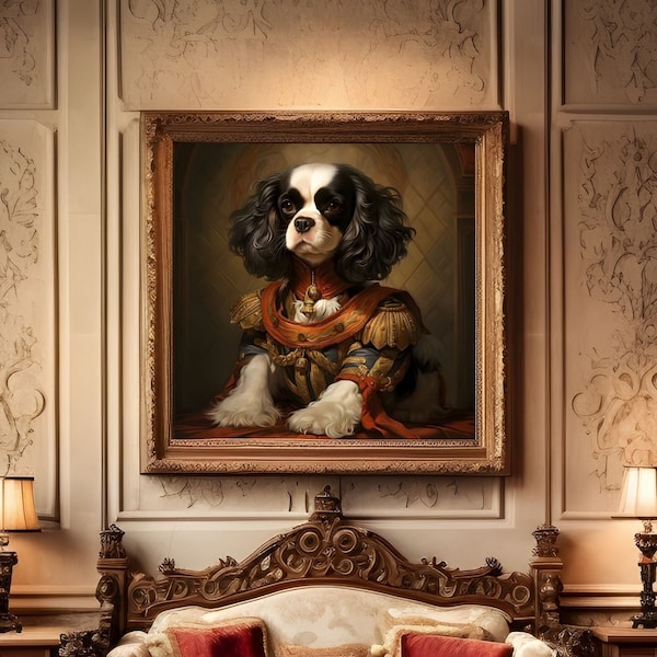 Art mural épagneul Cavalier King Charles - impression d'Art chien aristocratique imprimable - Art victorien King Cavalier chien - téléchargement numérique