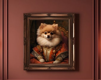 Pommern Wandkunst - Aristokratischer Hund Kunstdruck - Aristokratischer Pommern Hund Kunst - Pom Hund - Digital Download