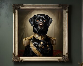 Black Lab Portrait Wall Art - Printable Aristocratic Black Lab Art Print - Fancy Vintage Black Labrador Retreiver Dog Art - Digital Download