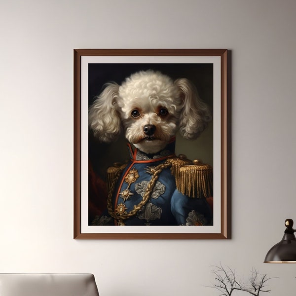 Miniature Poodle Wall Art - Printable Aristocratic Dog Art Print - Aristocractic Mini Poodle, Toy Poodle Dog Art - Digital Download