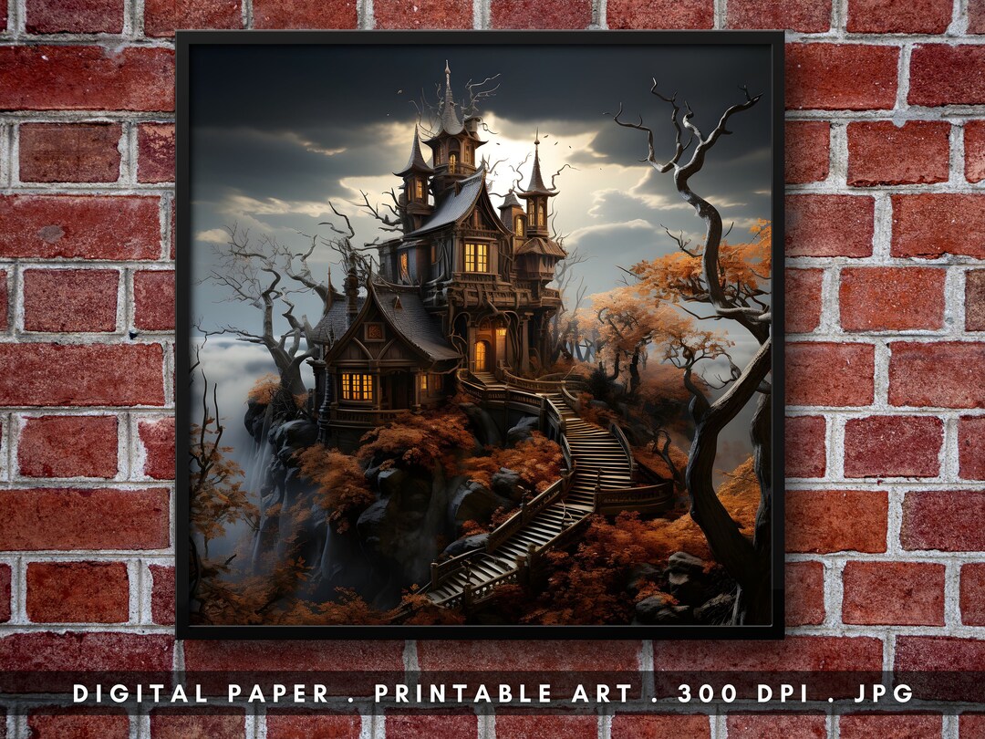 Haunted House Wall Art Printable Haunted Mansion Wall Art Spooky