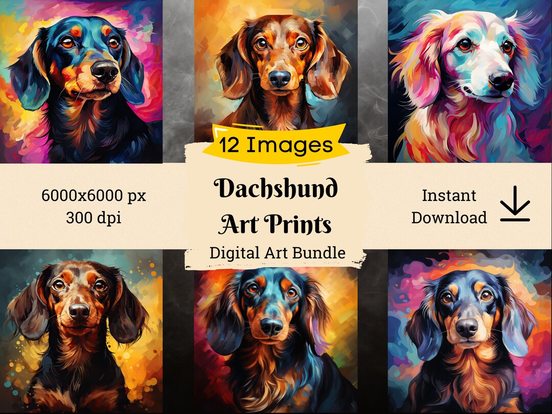 Dachshund Art Prints Printable Dog Art Bundle Dachshund Art ...