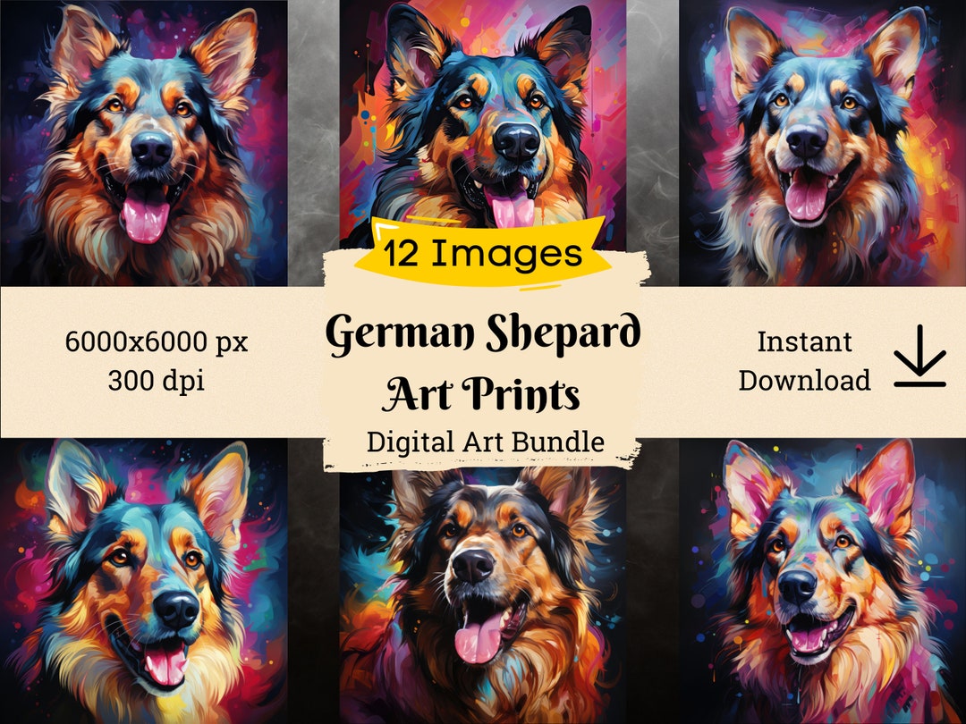 German Shepard Art Prints Printable Dog Art Bundle German - Etsy
