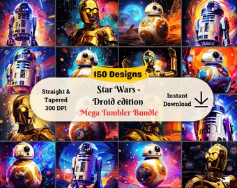 Unique Star Wars Tumbler Wrap | 20oz Tumbler Sublimation Design | 150 Droid Design | Star Wars Tumbler Designs | Star Wars Droids