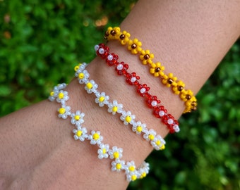 Flower Seed Bead Bracelets | Glass Bead Bracelets | Daisy Bracelets | Handmade Jewelry For All