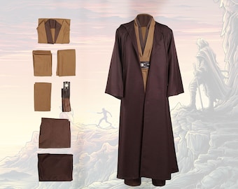 Jedi Robes Halloween Costume, Jedi Cloak with Belt, Jedi Cosplay Clothing, Star Wars Halloween Gift, Star War Party, Fantasy Hooded Robe