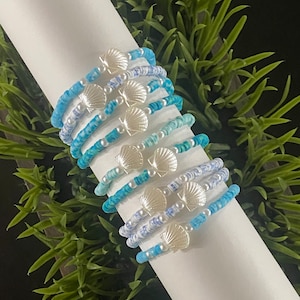 1pc Heishi Clay Multicolored Shell/Pearl Blue Bracelet | Beaded Stretch Bracelet | Your Choice of Color