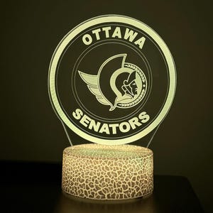 Ottawa Senators LED Lamp – NHL Desk Light for Sens Fans – Hockey Night Light – Ottawa Gift for Him – Man Cave or Bedroom Decor