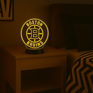 Lámpara LED de los Boston Bruins – Luz nocturna de la NHL de 16 colores – Regalo para fans de los Bruins – Lámpara de escritorio de hockey – Decoración para dormitorio o cueva masculina