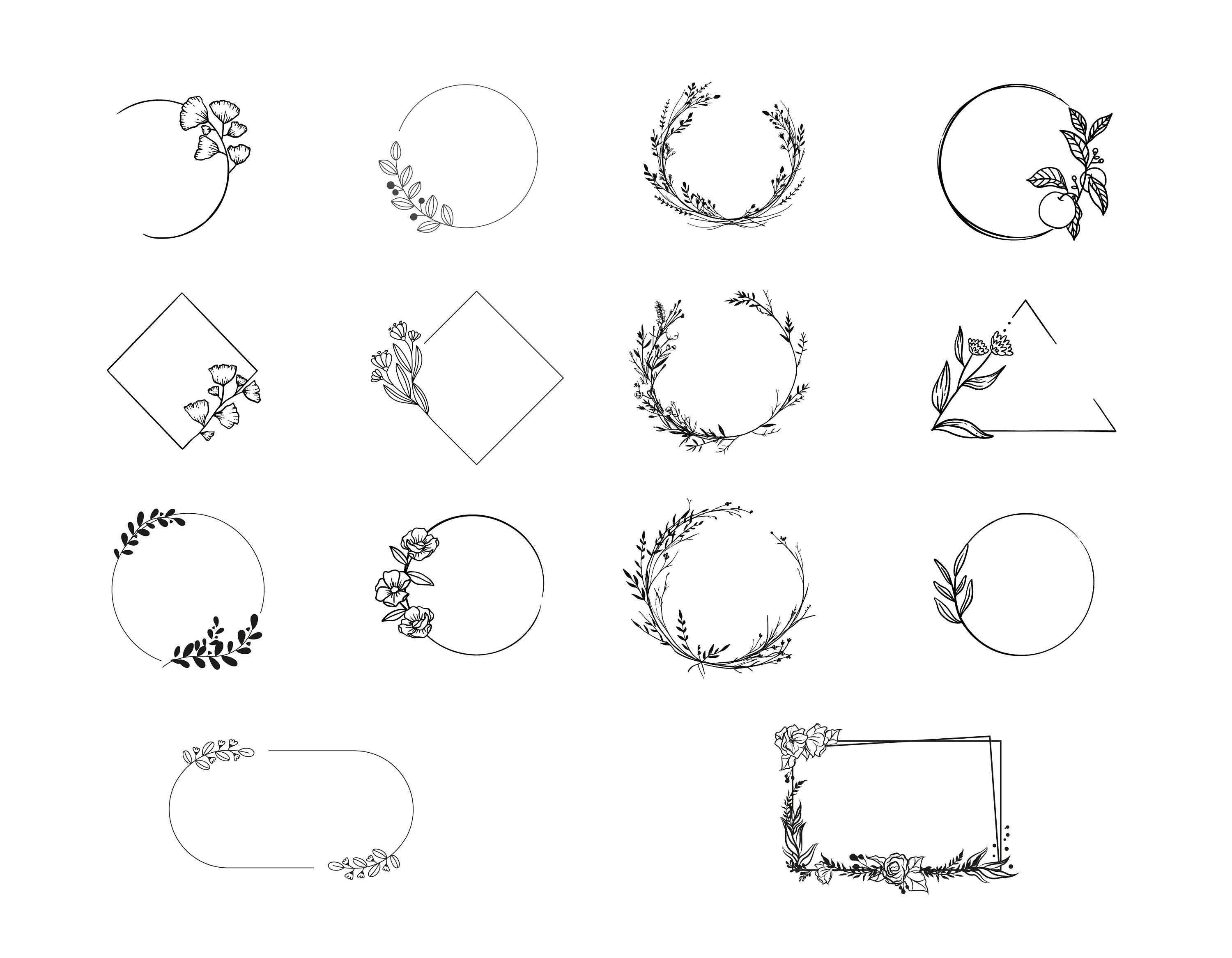 Wreath SVG Bundle Floral Circle Heart Monogram Wedding Decor 72 Items ...