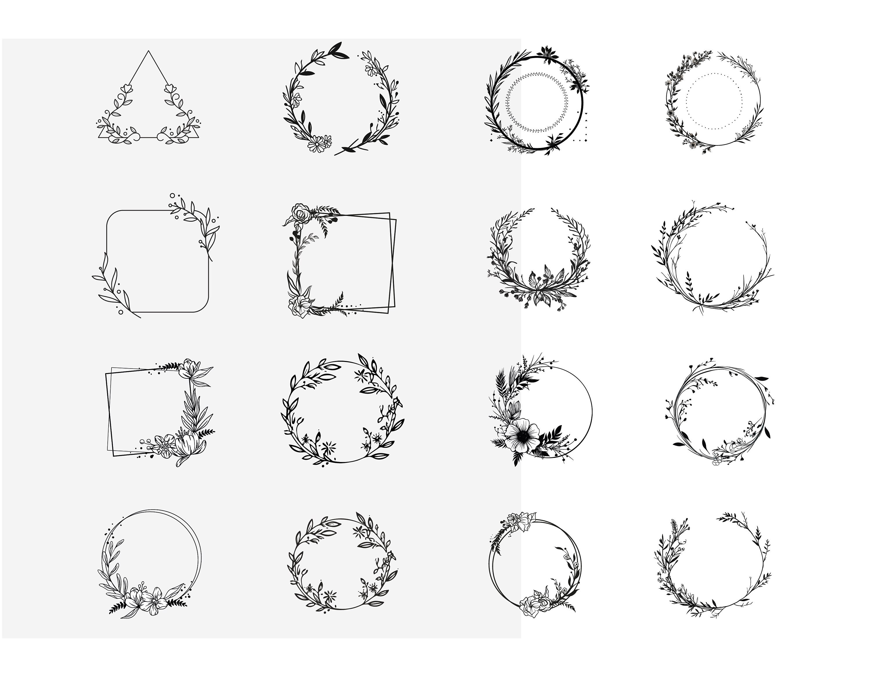 Wreath SVG Bundle Floral Circle Heart Monogram Wedding Decor 72 Items ...