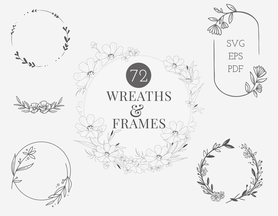 Wreath SVG Bundle | Floral Circle Heart Monogram | Wedding Decor | 72 ...