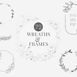 Wreath SVG Bundle | Floral Circle Heart Monogram | Wedding Decor | 72 Items