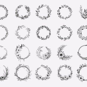 100 Wreaths SVG Bundle | Floral Circle Heart Monogram | Wedding Decor ...