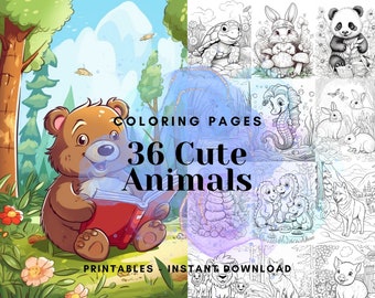 Pagine da colorare di animali carini, per bambini e adulti (PDF stampabile)