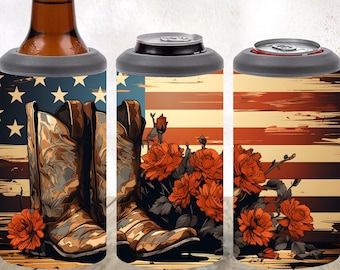 Botas de vaquera Sublimación 4in1 Can Cooler Wrap Descarga digital instantánea PNG 4 en 1 Tumbler Wrap