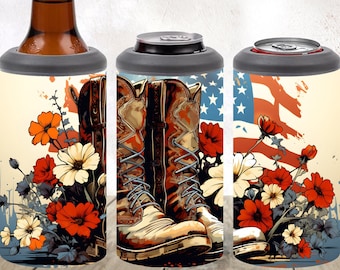 Botas de vaquero Sublimación 4in1 Can Cooler Wrap Descarga digital instantánea PNG 4 en 1 Tumbler Wrap