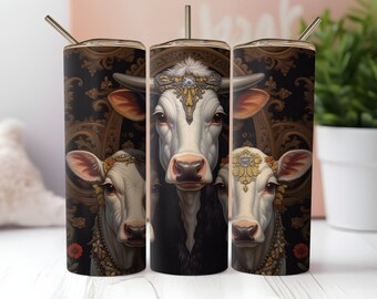 Envoltura de vaso de vacas góticas PNG Vaso flaco recto y cónico de 20 oz Diseño de sublimación PNG