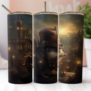 Steam Punk Hedgehog Tumbler Wrap PNG 20 oz Vaso delgado recto y cónico Diseño de sublimación PNG