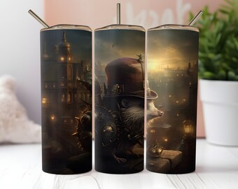 Steam Punk Hedgehog Tumbler Wrap PNG 20 oz Vaso delgado recto y cónico Diseño de sublimación PNG