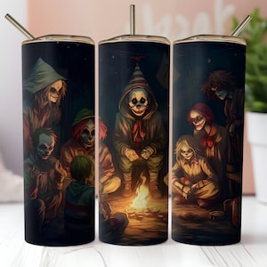 Tumbler Palhaço Assustador Wrap PNG 20oz Skinny Straight e Tapered Tumbler Sublimation Design PNG