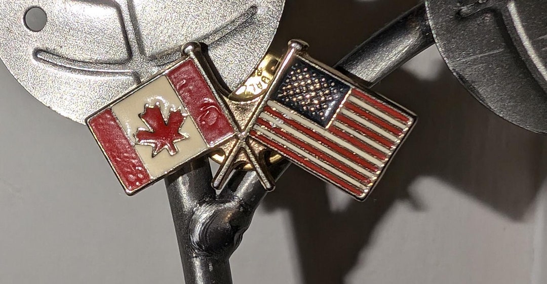 Vintage American Flag & Canadian Flag Pin - Etsy