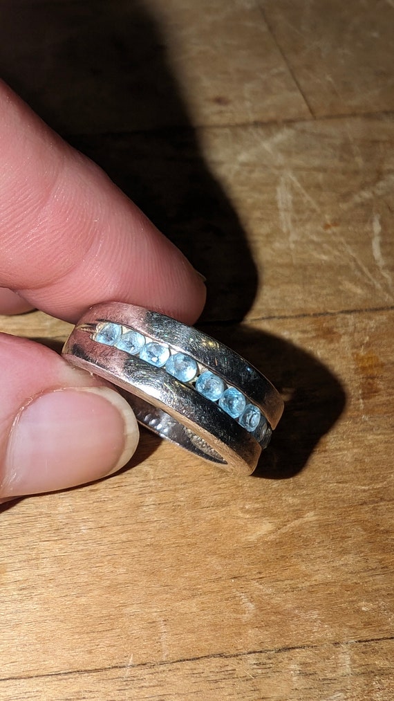 Blue Topaz 925 Silver Ring Size 6.75 Vintage