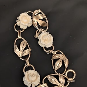 Vintage Gold Tone Celluloid Link Bracelet for &lt;= 7.5&quot; wrist