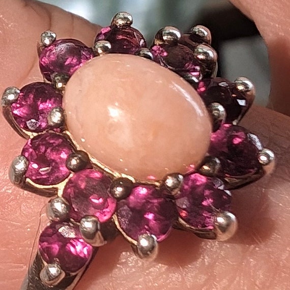 Vintage Tourmaline Cluster Faux Pink Opal 925 Ste… - image 1